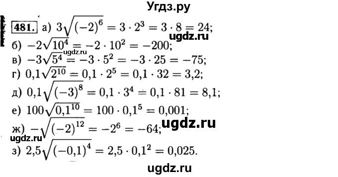 ГДЗ (Решебник №1 к учебнику 2015) по алгебре 8 класс Ю.Н. Макарычев / номер / 481