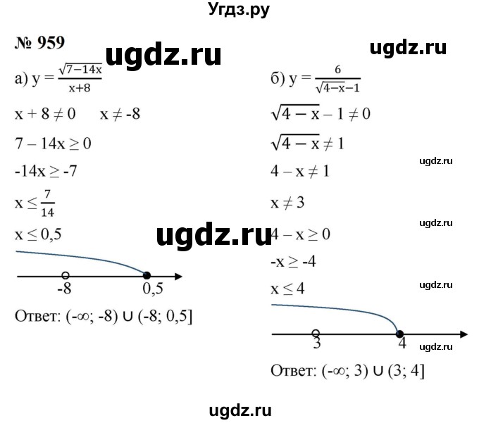 ГДЗ (Решебник к учебнику 2023) по алгебре 8 класс Ю.Н. Макарычев / номер / 959