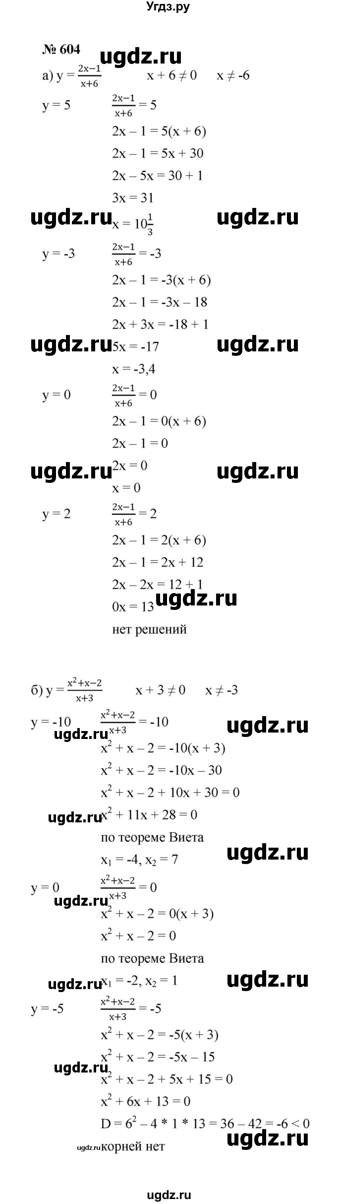ГДЗ (Решебник к учебнику 2022) по алгебре 8 класс Ю.Н. Макарычев / номер / 604