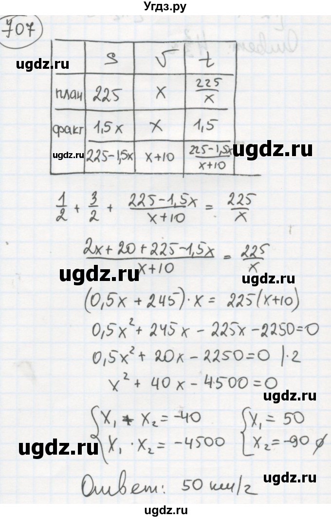 ГДЗ (Решебник №2 к учебнику 2015) по алгебре 8 класс Ю.Н. Макарычев / номер / 707