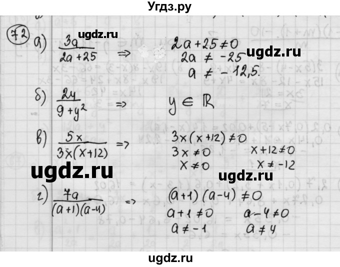ГДЗ (Решебник №2 к учебнику 2015) по алгебре 8 класс Ю.Н. Макарычев / номер / 72