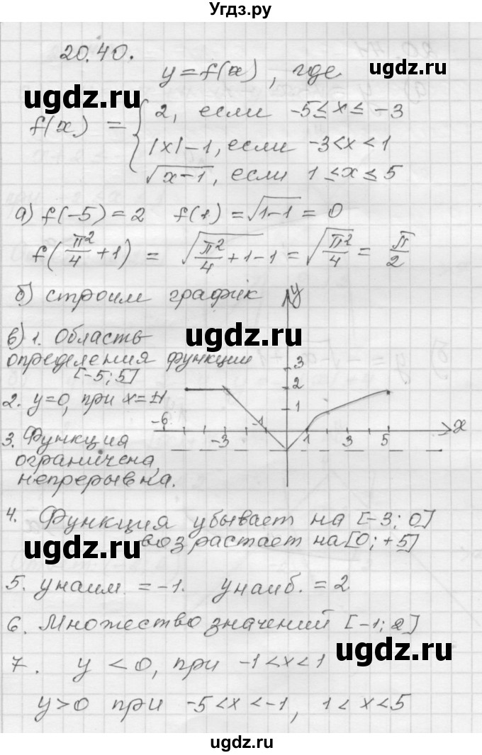 ГДЗ (Решебник №1 к задачнику 2015) по алгебре 8 класс (Учебник, Задачник) Мордкович А.Г. / §20 / 20.40