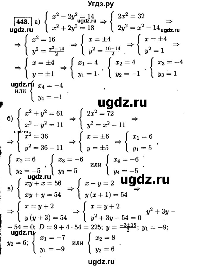 ГДЗ (Решебник №1 к учебнику 2015) по алгебре 9 класс Ю.Н. Макарычев / номер / 448