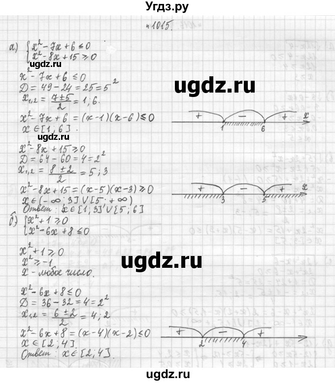 ГДЗ (Решебник №2 к учебнику 2015) по алгебре 9 класс Ю.Н. Макарычев / номер / 1015