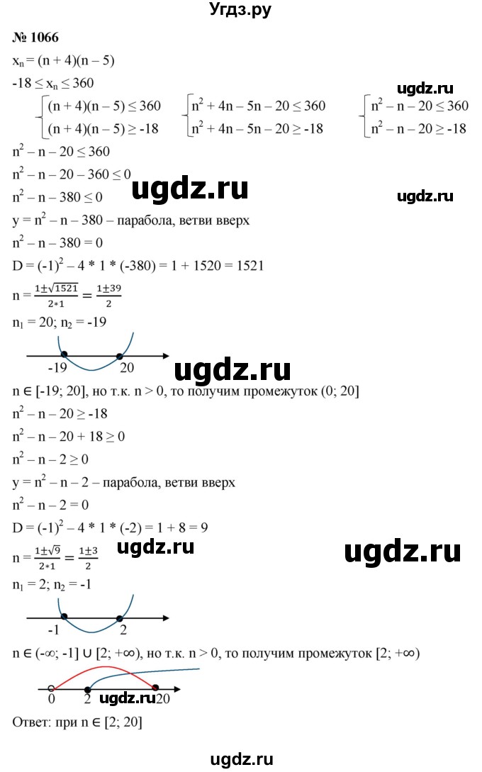 ГДЗ (Решебник к учебнику 2021) по алгебре 9 класс Ю.Н. Макарычев / номер / 1066