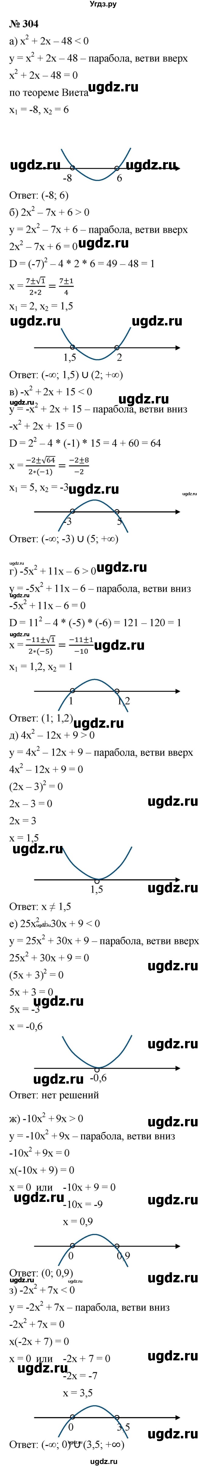 ГДЗ (Решебник к учебнику 2021) по алгебре 9 класс Ю.Н. Макарычев / номер / 304