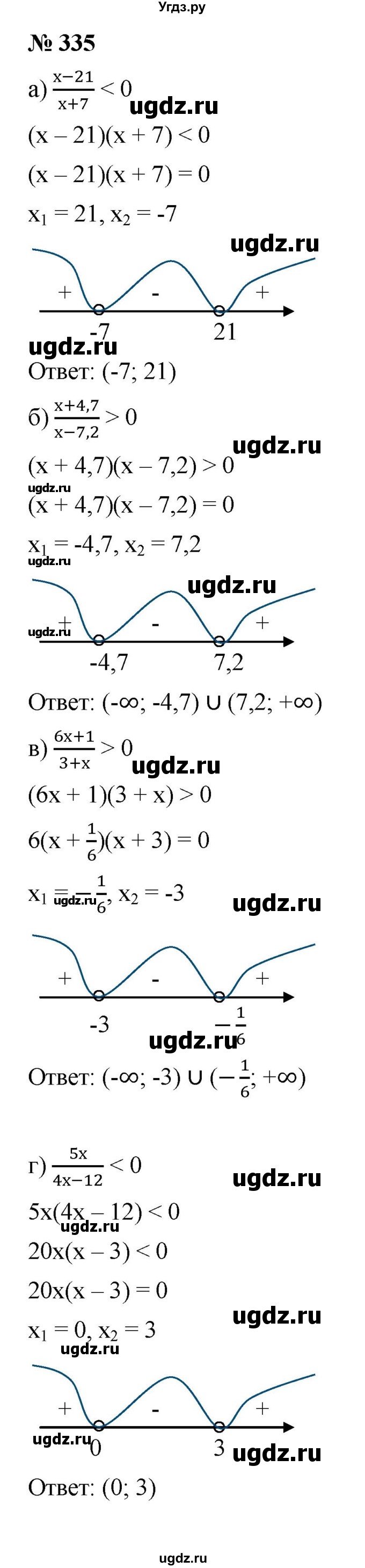 ГДЗ (Решебник к учебнику 2021) по алгебре 9 класс Ю.Н. Макарычев / номер / 335