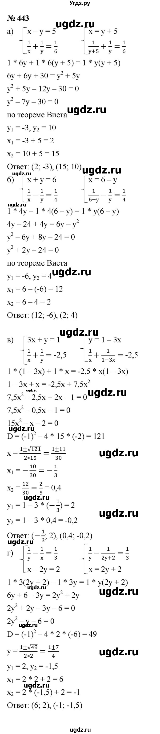 ГДЗ (Решебник к учебнику 2021) по алгебре 9 класс Ю.Н. Макарычев / номер / 443