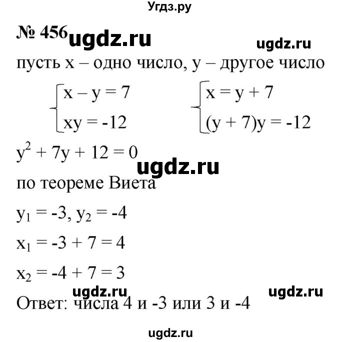 ГДЗ (Решебник к учебнику 2021) по алгебре 9 класс Ю.Н. Макарычев / номер / 456