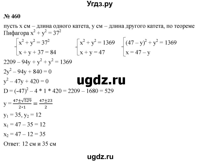 ГДЗ (Решебник к учебнику 2021) по алгебре 9 класс Ю.Н. Макарычев / номер / 460