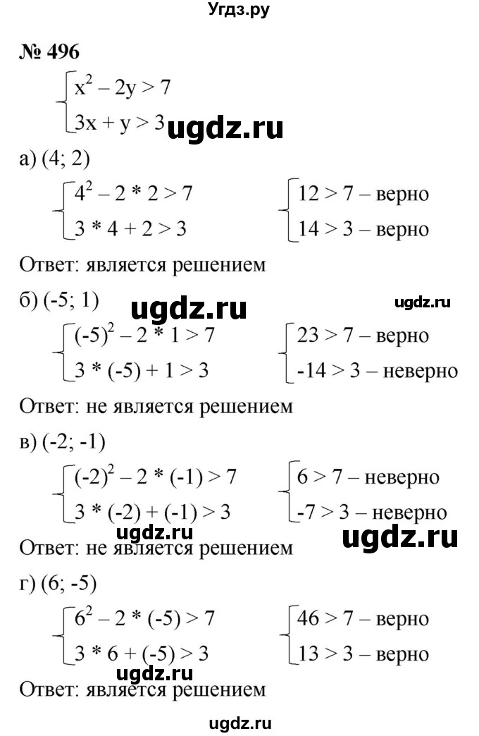 ГДЗ (Решебник к учебнику 2021) по алгебре 9 класс Ю.Н. Макарычев / номер / 496