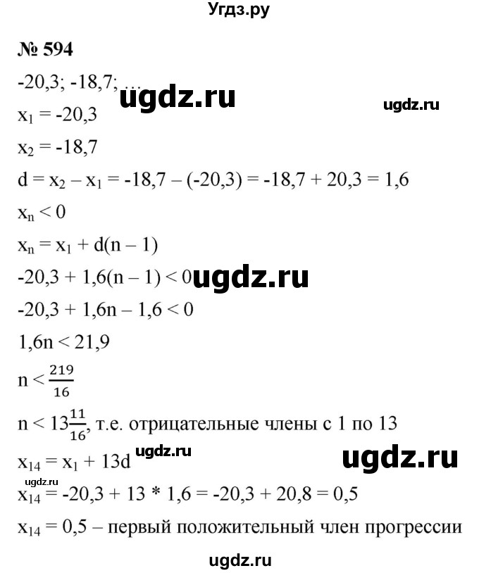 ГДЗ (Решебник к учебнику 2021) по алгебре 9 класс Ю.Н. Макарычев / номер / 594