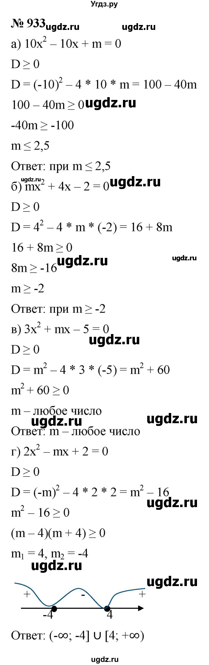ГДЗ (Решебник к учебнику 2021) по алгебре 9 класс Ю.Н. Макарычев / номер / 933