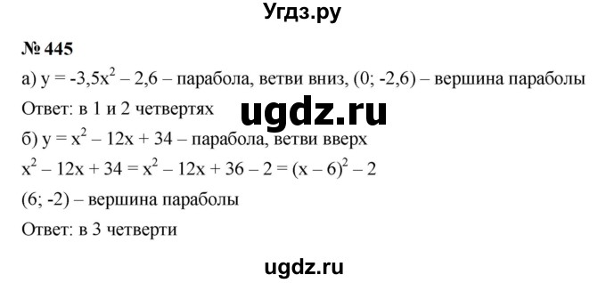 ГДЗ (Решебник к учебнику 2023) по алгебре 9 класс Ю.Н. Макарычев / номер / 445