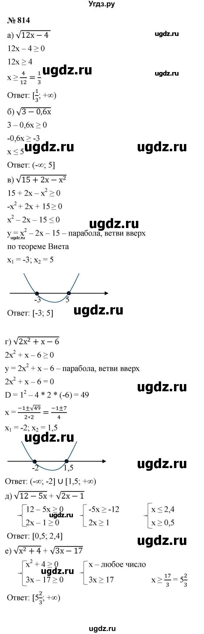 ГДЗ (Решебник к учебнику 2023) по алгебре 9 класс Ю.Н. Макарычев / номер / 814