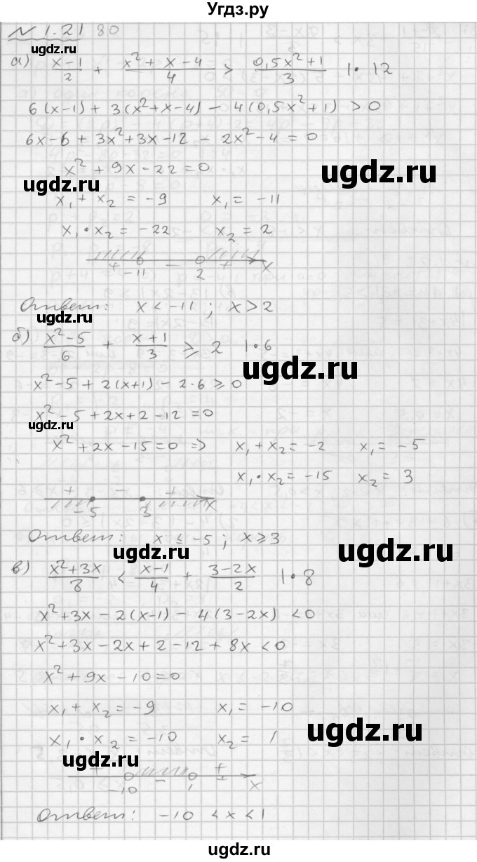 ГДЗ (Решебник №1 к задачнику 2015) по алгебре 9 класс (Учебник, Задачник) Мордкович А.Г. / § 1 / 1.21