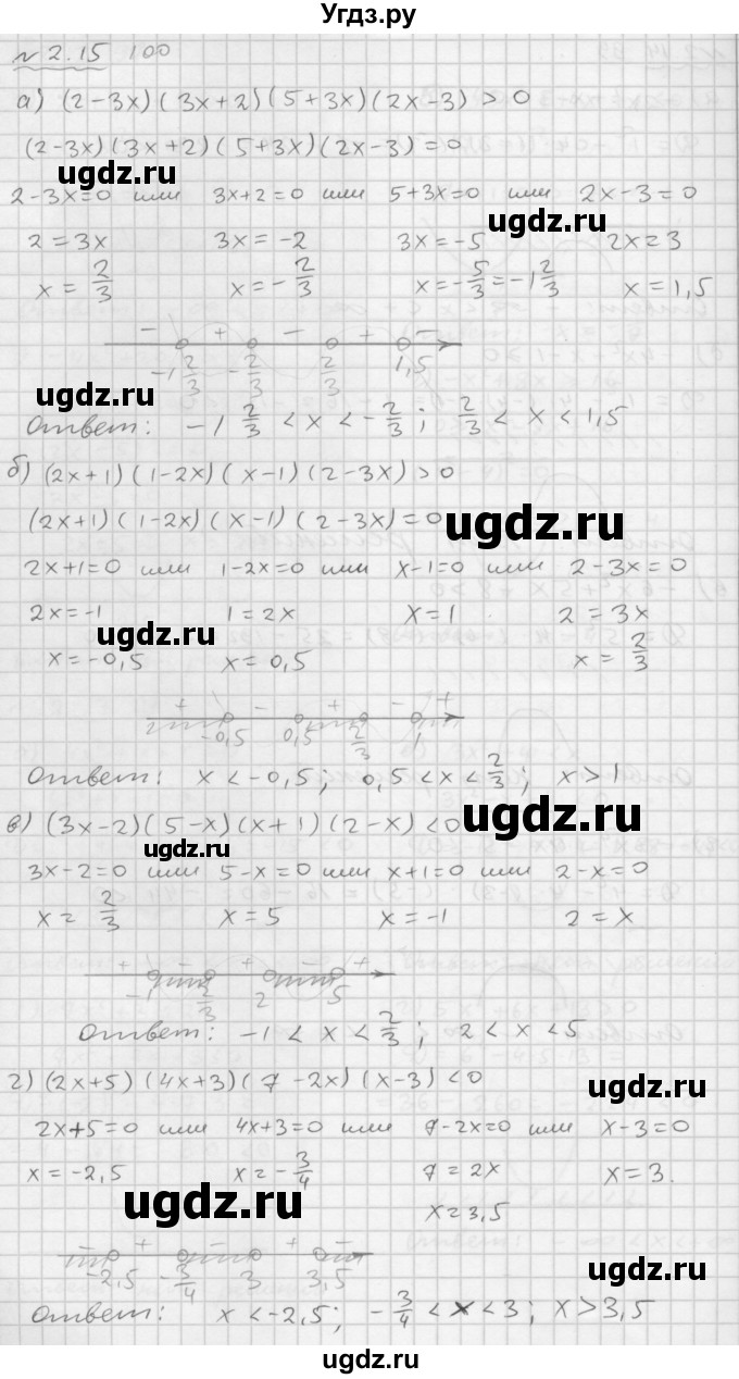 ГДЗ (Решебник №1 к задачнику 2015) по алгебре 9 класс (Учебник, Задачник) Мордкович А.Г. / § 2 / 2.15