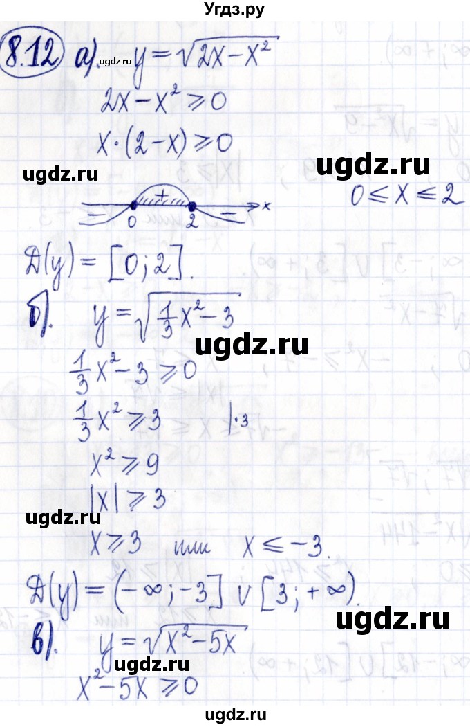 ГДЗ (Решебник к задачнику 2021) по алгебре 9 класс (Учебник, Задачник) Мордкович А.Г. / § 8 / 8.12