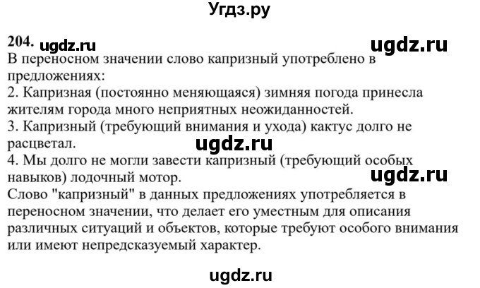 Решебник к учебнику 2023 ГДЗ (Решебник к учебнику 2023) по русскому языку 6 класс М.Т. Баранов / упражнение / 204