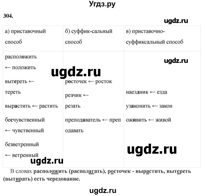 Решебник к учебнику 2023 ГДЗ (Решебник к учебнику 2023) по русскому языку 6 класс М.Т. Баранов / упражнение / 304