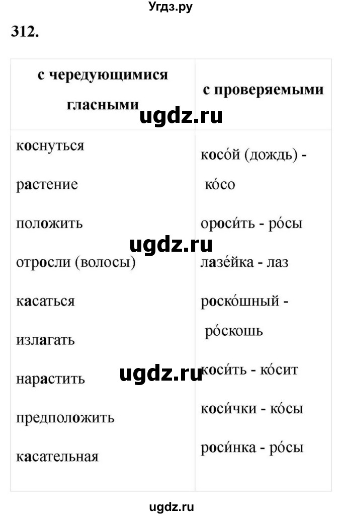 Решебник к учебнику 2023 ГДЗ (Решебник к учебнику 2023) по русскому языку 6 класс М.Т. Баранов / упражнение / 312