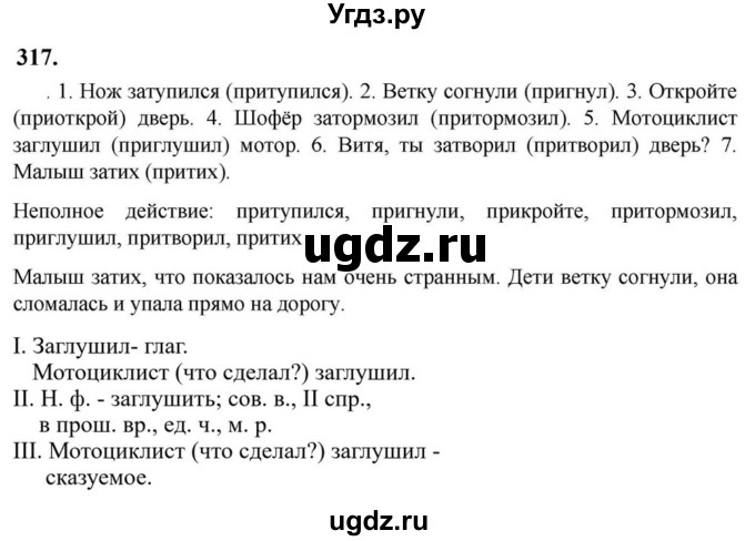 Решебник к учебнику 2023 ГДЗ (Решебник к учебнику 2023) по русскому языку 6 класс М.Т. Баранов / упражнение / 317