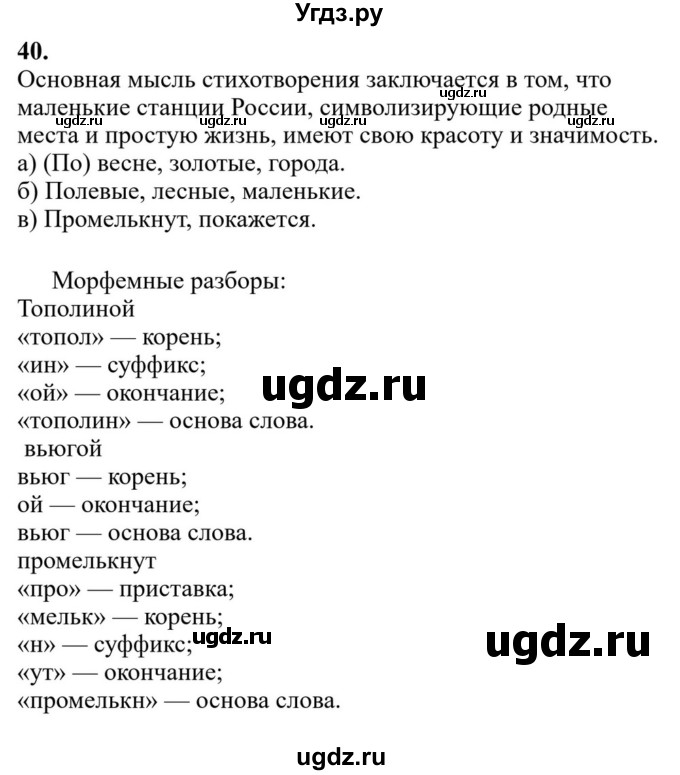 Решебник к учебнику 2023 ГДЗ (Решебник к учебнику 2023) по русскому языку 6 класс М.Т. Баранов / упражнение / 40