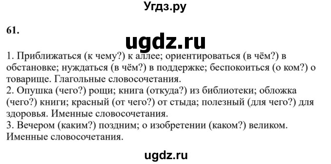 Решебник к учебнику 2023 ГДЗ (Решебник к учебнику 2023) по русскому языку 6 класс М.Т. Баранов / упражнение / 61