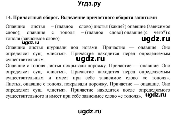 ГДЗ (Решебник к учебнику 2022) по русскому языку 7 класс М.Т. Баранов / материал для самостоятельных наблюдений / §14