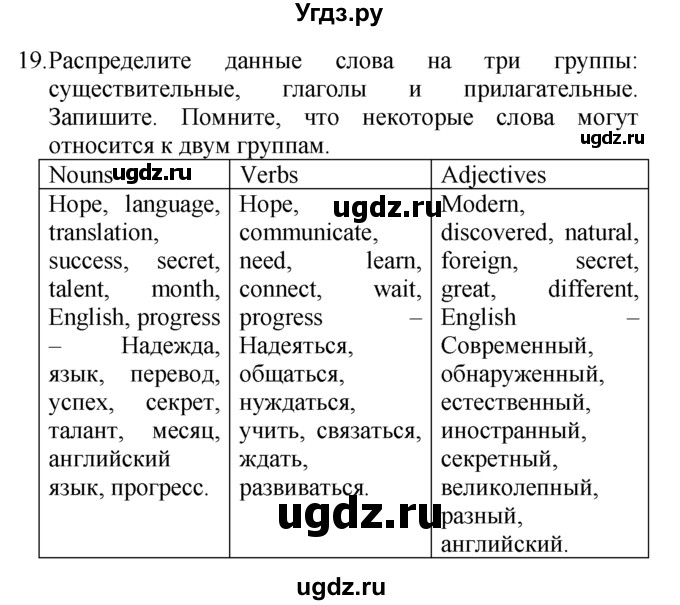 ГДЗ (Решебник №1) по английскому языку 7 класс (Enjoy English) М.З. Биболетова / unit 2 / homework / 19