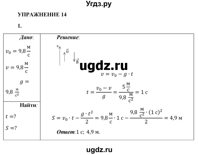 ГДЗ (Решебник к учебнику 2021 (Просвещение)) по физике 9 класс Перышкин А.В. / § 14 / упражнение 14 (2021) / 1