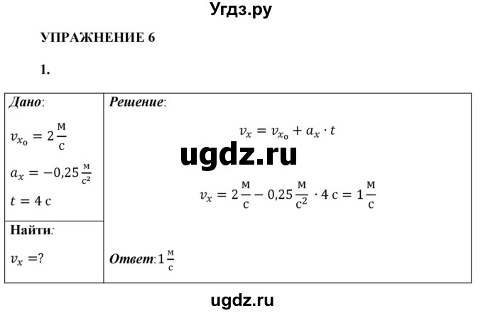 ГДЗ (Решебник к учебнику 2021 (Просвещение)) по физике 9 класс Перышкин А.В. / § 6 / упражнение 6 (2021) / 1