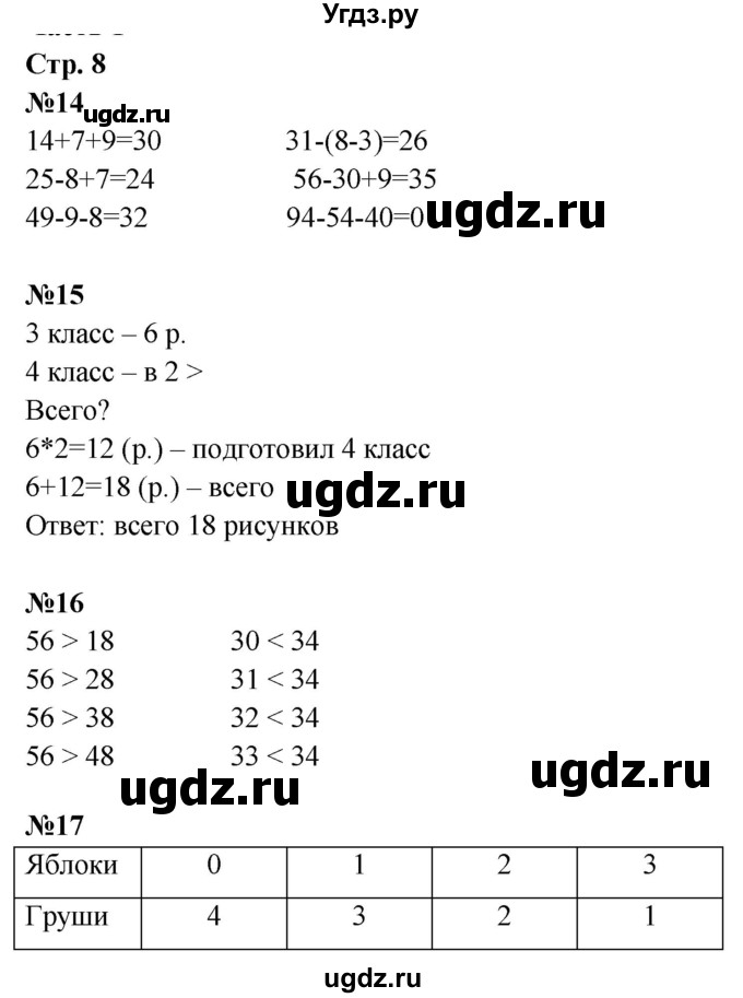 ГДЗ (Решебник к тетради 2023) по математике 3 класс (рабочая тетрадь) Моро М.И. / часть 1. страница / 8