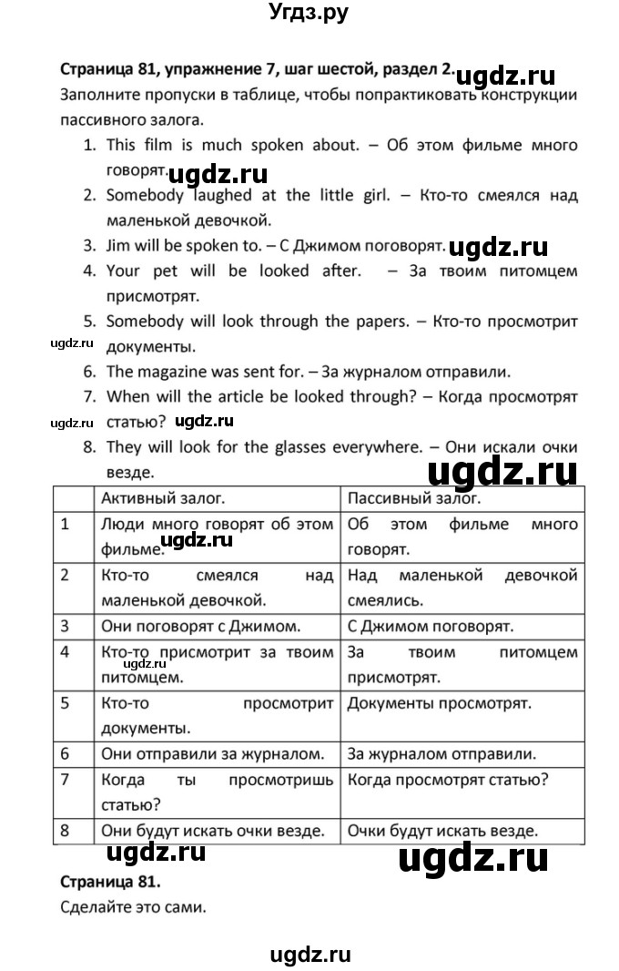 ГДЗ (Решебник) по английскому языку 10 класс (Радужный английский) Афанасьева О.В. / страница-№ / 81