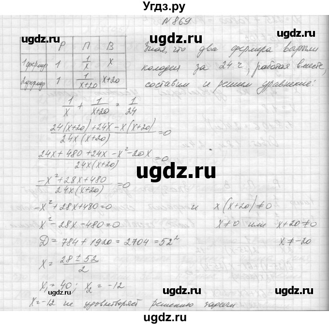 ГДЗ (Решебник к учебнику 2014) по алгебре 8 класс Ю.Н. Макарычев / упражнение / 869