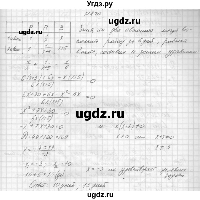 ГДЗ (Решебник к учебнику 2014) по алгебре 8 класс Ю.Н. Макарычев / упражнение / 870