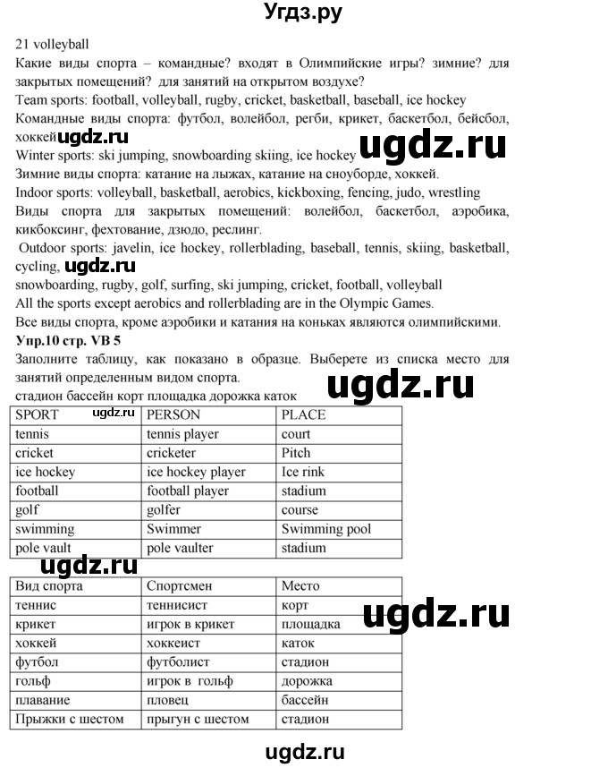 ГДЗ (Решебник к учебнику 2015) по английскому языку 5 класс Баранова К.М. / vocabulary bank / VB5(продолжение 2)
