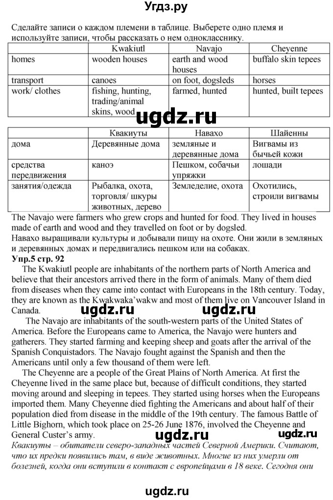 ГДЗ (Решебник к учебнику 2023) по английскому языку 5 класс Баранова К.М. / страница / 92(продолжение 3)