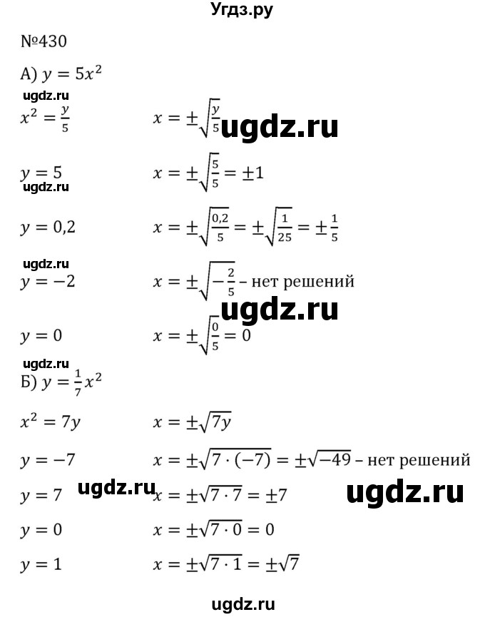 ГДЗ (Решебник к учебнику 2022) по алгебре 8 класс С.М. Никольский / номер / 430