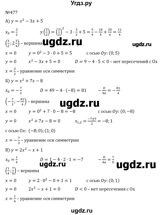 ГДЗ (Решебник к учебнику 2022) по алгебре 8 класс С.М. Никольский / номер / 477