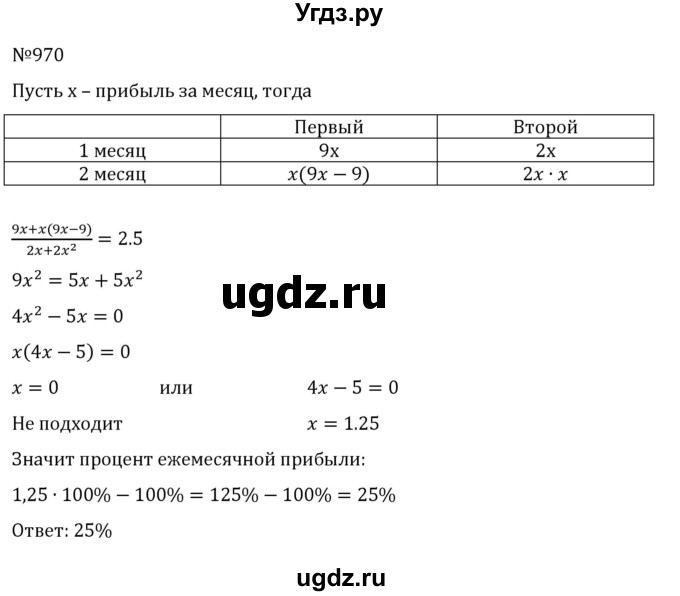 ГДЗ (Решебник к учебнику 2022) по алгебре 8 класс С.М. Никольский / номер / 970