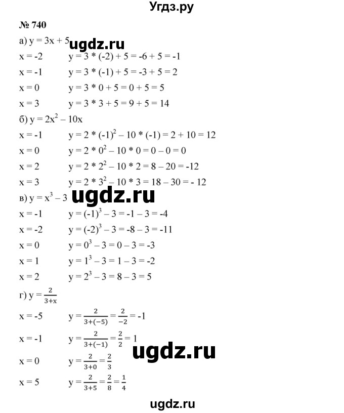 ГДЗ (Решебник к учебнику 2019) по алгебре 8 класс Г.В. Дорофеев / упражнение / 740