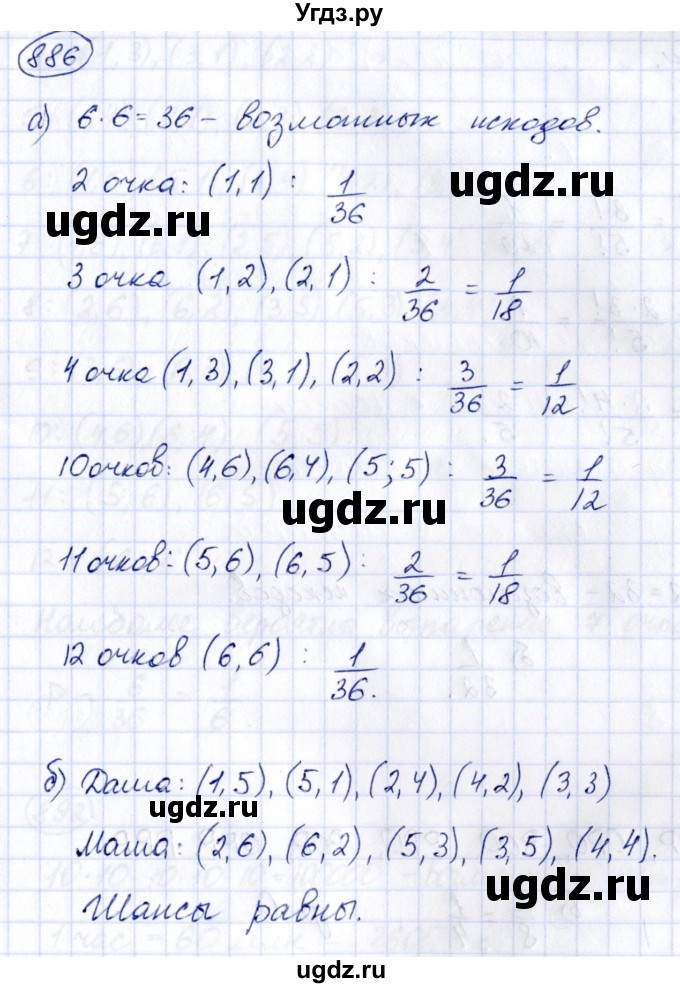 ГДЗ (Решебник к учебнику 2014) по алгебре 8 класс Г.В. Дорофеев / упражнение / 886