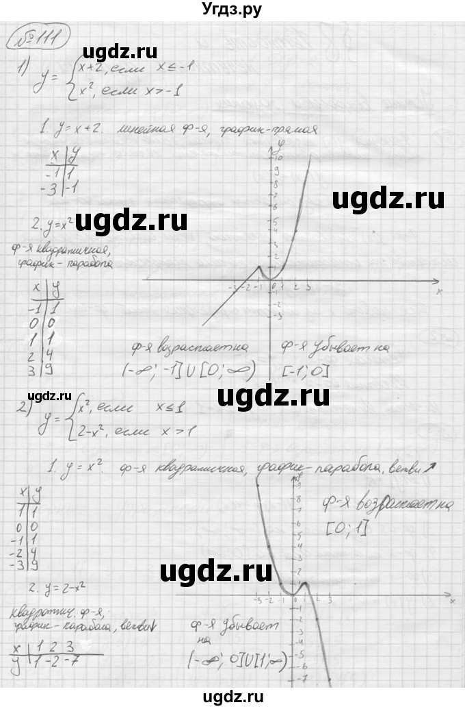 ГДЗ (решебник) по алгебре 9 класс Ю.М. Колягин / задание номер / 111