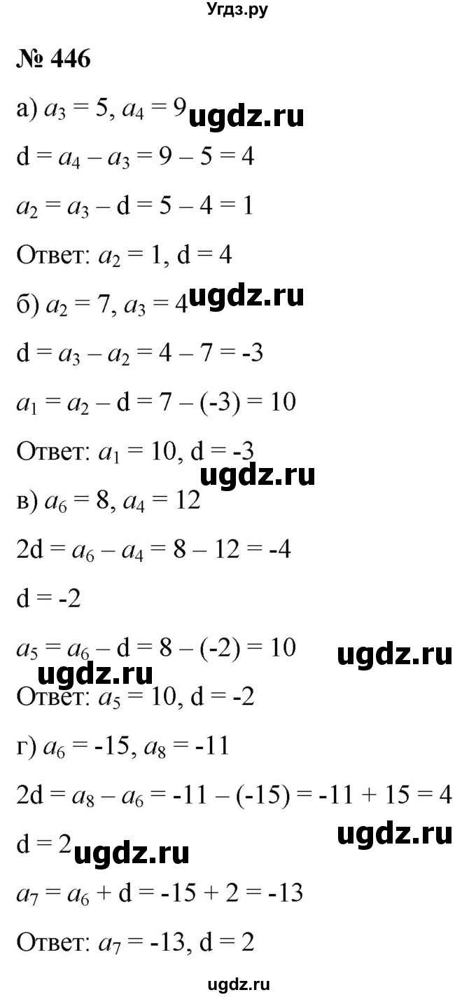 ГДЗ (Решебник к учебнику 2022) по алгебре 9 класс С.М. Никольский / номер / 446