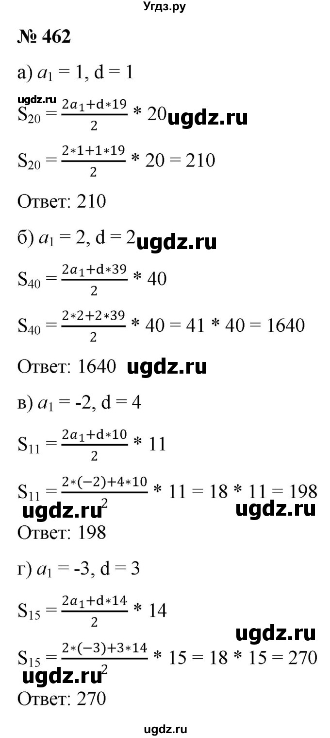 ГДЗ (Решебник к учебнику 2022) по алгебре 9 класс С.М. Никольский / номер / 462