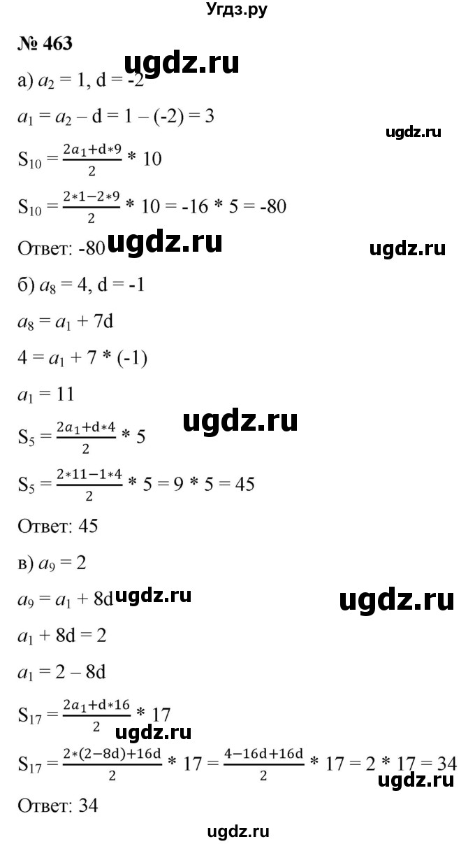ГДЗ (Решебник к учебнику 2022) по алгебре 9 класс С.М. Никольский / номер / 463