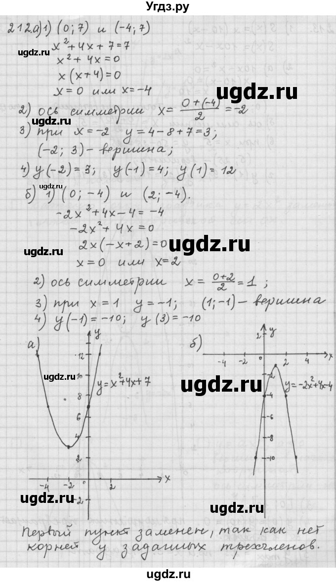ГДЗ (Решебник к учебнику 2015) по алгебре 9 класс Г.В. Дорофеев / номер / 212