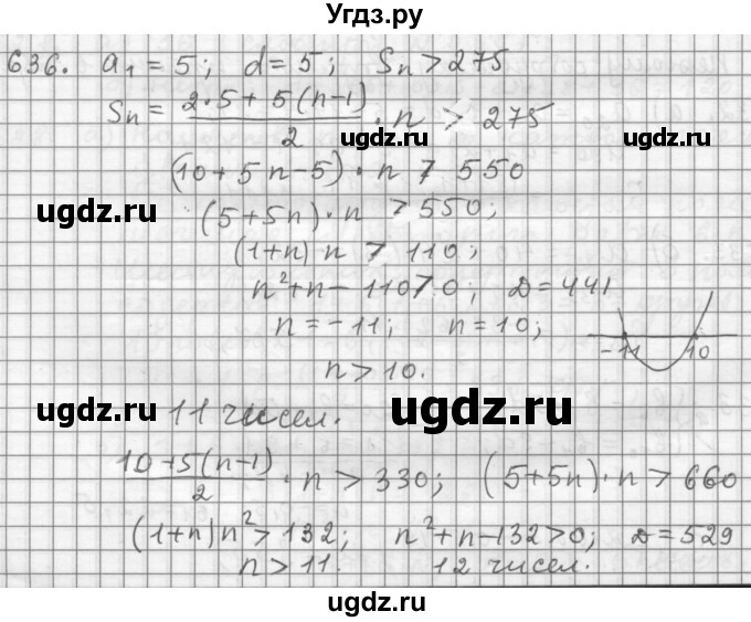 ГДЗ (Решебник к учебнику 2015) по алгебре 9 класс Г.В. Дорофеев / номер / 636