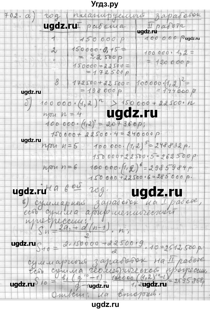 ГДЗ (Решебник к учебнику 2015) по алгебре 9 класс Г.В. Дорофеев / номер / 702